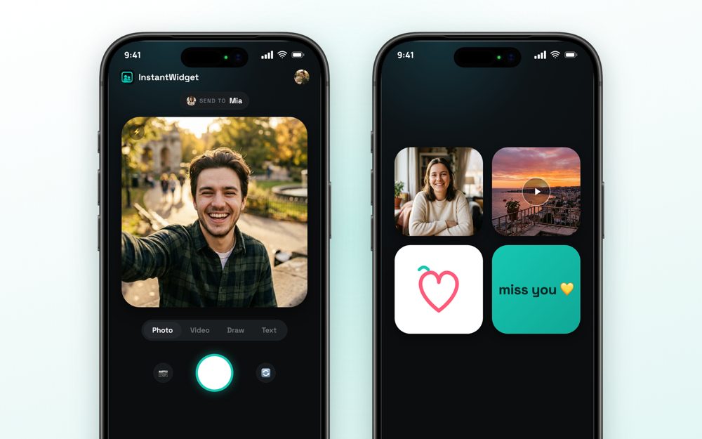 Sending a photo, video, drawing or text to the widget